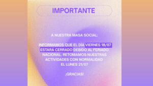 Viernes 18/07 Cerrado